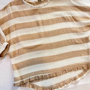 Umgee Striped Tan and Cream Top